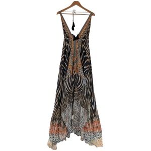 Black and White Sweetheart Neckline High‎ Low Sundress Resort Wear